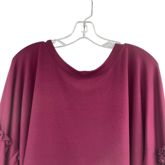 Relativity Ruffle Sleeves Top Burgundy Size 2X - Picture 5 of 11